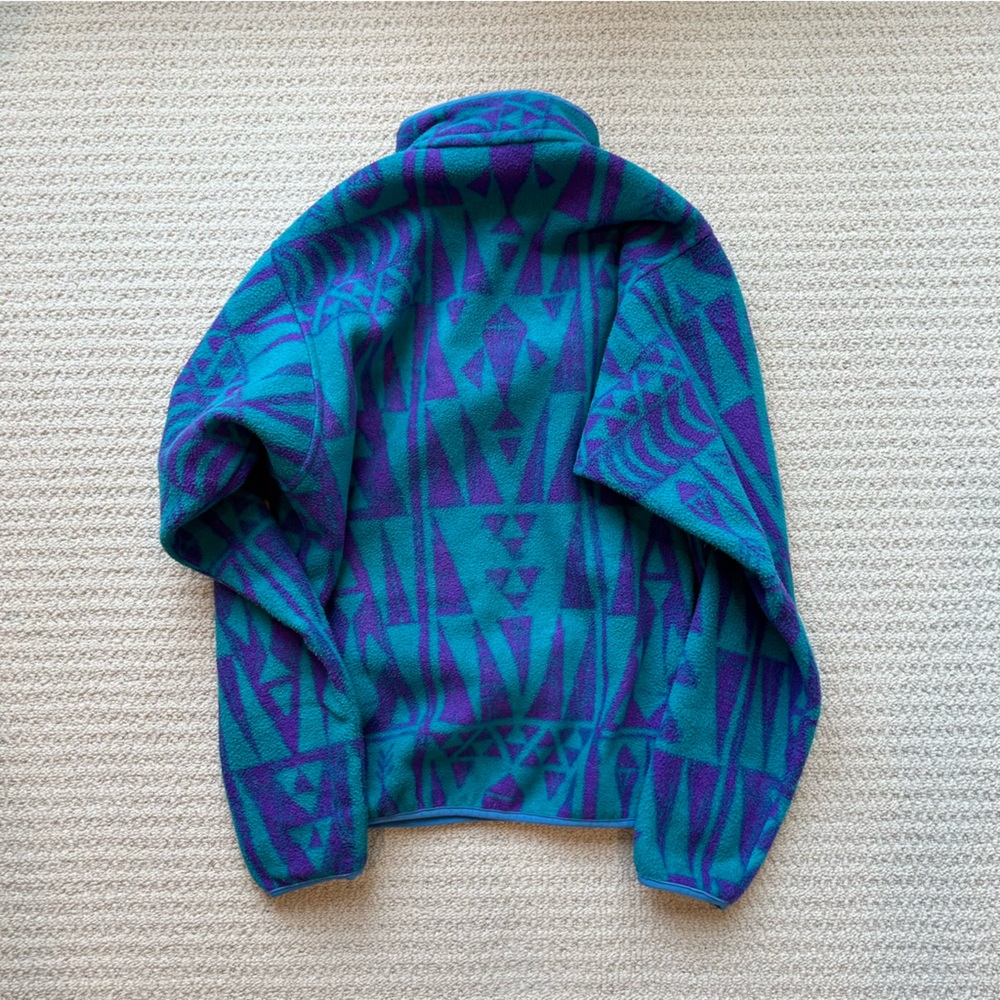 Patagonia Teal Purple Tribal Geo Synchilla Snap Fleece Pullover - Picture 3 of 14